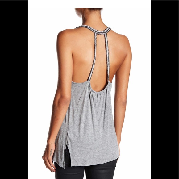 NWT Haute Hippie Beaded Strap TankTop XS Gray - Picture 2 of 7